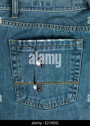 A denium blue jean pocket shot up close Stock Photo