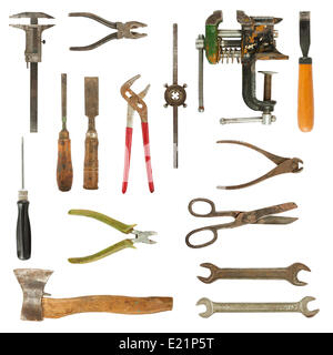 Old used tools collection Stock Photo
