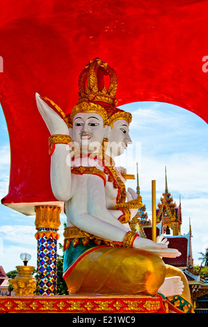 Lord Brahma statue in Buddhist temple, Koh Samui - Thailand Stock Photo