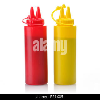 Bottles of Ketchup and Mustard. Stock Photo