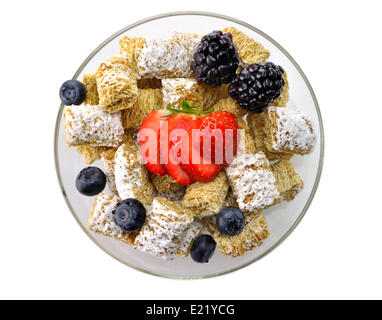 Shredded Wheat Cereal with fruits and berries Stock Photo