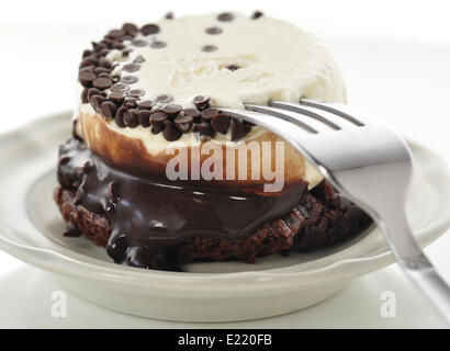 fudge brownie with ice cream Stock Photo