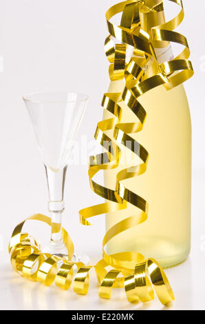Champagne, glass and New Year's Eve Stock Photo