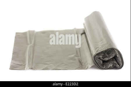 Roll of black plastic garbage bags Stock Photo