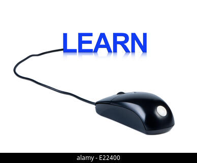 Computer mouse and word Learn. Stock Photo