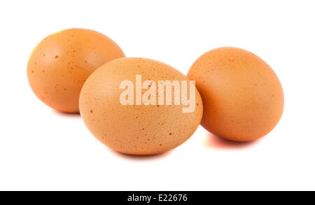Three brown chicken eggs Stock Photo