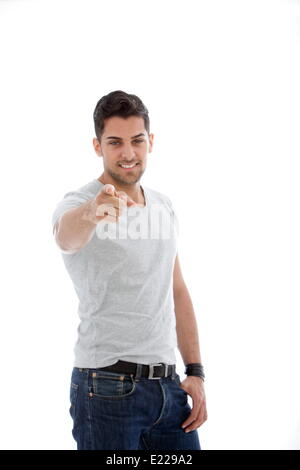 a man indicating the direction with a finger on a transparent ...