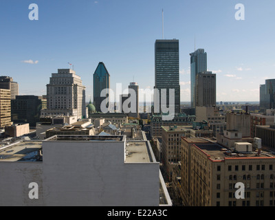 Rooftop view of city of Montreal Canada , skyscrapers seen from the roof on Recidence Inn Marriott Stock Photo