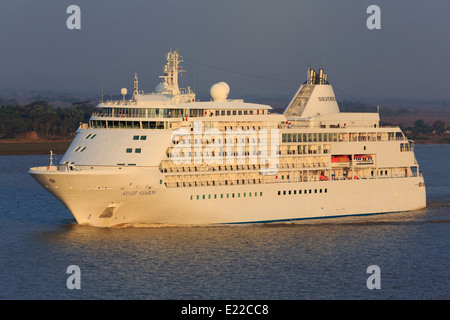 Silver Shadow cruise ship on the Irrawady River,Yangon (Rangoon),Myanmar (Burma),Asia Stock Photo