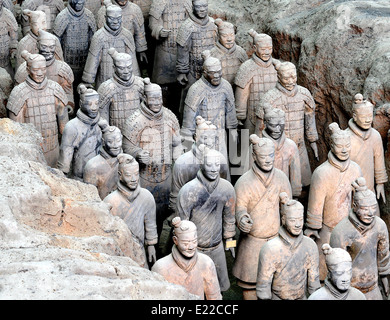 Terracotta warriors,  mausoleum of the First Qin Emperor Qin Shi Huang, Lintong District, Xi'an, Shaanxi province, China Stock Photo