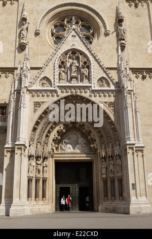 The entrance and facade of Zagreb Cathedral in Croatia. Stock Photo