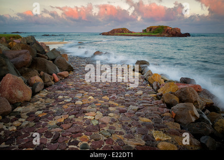 Rock road path leading to golf green at Punta Mita Golf Course, Mexico. Stock Photo