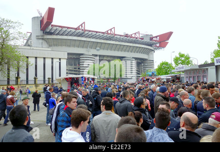 Outside San Siro stadium before an AC Milan game in Milan, Italy Stock Photo