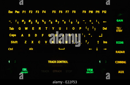 Fragment of illuminated industrial keyboard in the dark Stock Photo