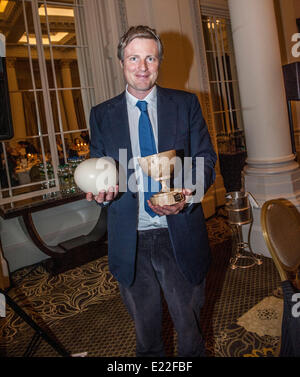 London, UK. 13th June 2014. Zac Goldsmith receives The Considerate Hotelier 'Good Egg' Award 2014 for his services to good causes and championing an ethical approach to hotel related services and businesses most especially farming  @ The Langham Hotel, 1C Portland Place, Regent Street, London W1B 1JA. Credit:  Roger Parkes/Alamy Live News Stock Photo