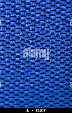 synthetic blue cloth. grid closeup. macro. photo Stock Photo