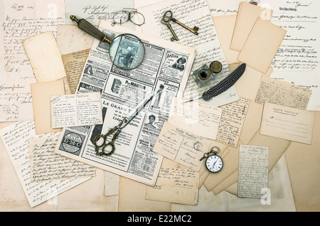 Vintage Things Nostalgic Scrap Booking Background Stock Photo - Download  Image Now - French Culture, Postcard, Antique - iStock