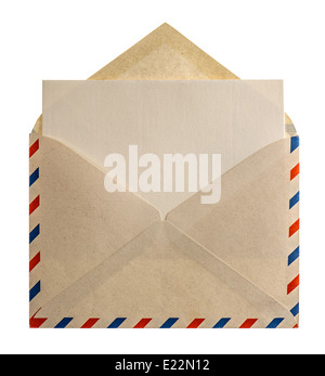 retro style air mail envelope letter isolated on white background Stock Photo