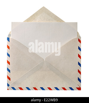 vintage air mail envelope letter isolated on white background Stock Photo