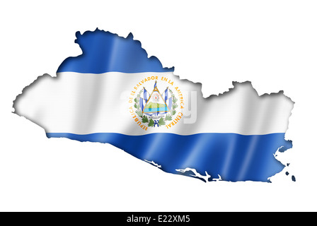 El Salvador flag map, three dimensional render, isolated on white Stock Photo