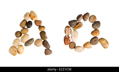 English Alphabet Letter 'A' made by small rocks on isolate background. Stock Photo