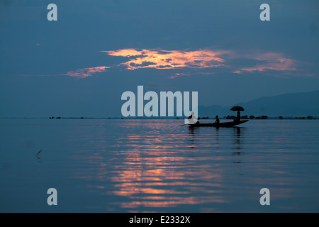 sunset in Tanguar Howr in Bangladesh Stock Photo