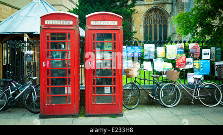 Two red British telecom telephone boxes, England, UK Stock Photo