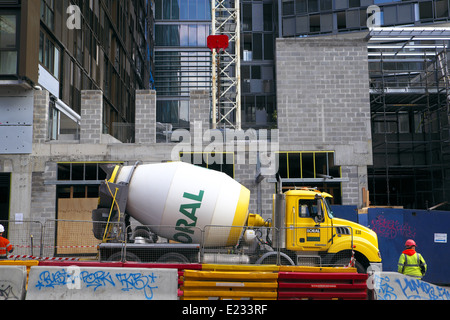 ready mix concrete delivery to a building site in chippendale,sydney,nsw,australia Stock Photo