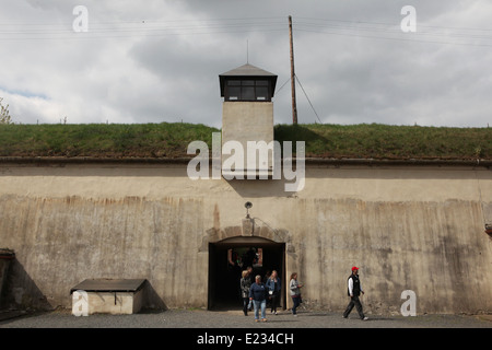 Watchtower of the former Gestapo prison, now the Terezin Memorial in the Small Fortress in Terezin, Czech Republic. Stock Photo