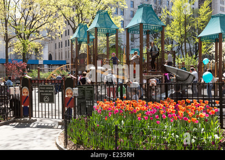 Police Officer Moira Ann Smith Playground, Previously Bridget's Garden, in Madison Square Park, NYC Stock Photo
