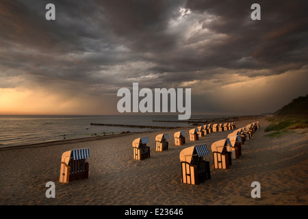 Beach chairs baltic coast located  Kühlungsborn West, Mecklenburg Vorpommern, Germany Stock Photo