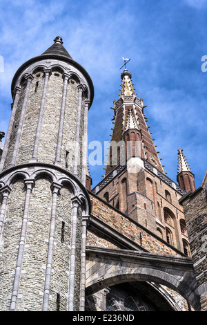 View of the historic Church of our Lady in Bruge, Belgium. Stock Photo