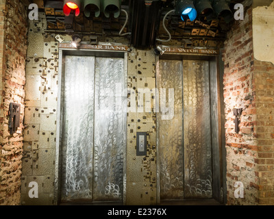 Restored Vintage Elevators, Chelsea Market in Chelsea Neighborhood, NYC Stock Photo