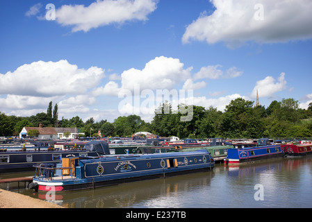 Narrowboats at Braunston Marina on the Grand Union canal. Braunston,  Northamptonshire, England Stock Photo