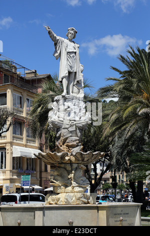 Monument to Christopher Columbus (by Odoardo Tabacchi, 1892), Santa Margherita Ligure, Liguria, Italy Stock Photo