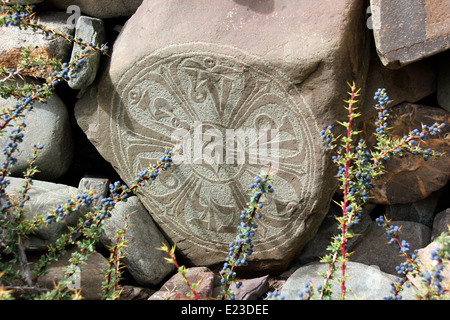 Buddhist Stone Mandala Stock Photo