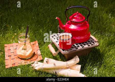 Traditional coffee in the garden early in the morning Stock Photo