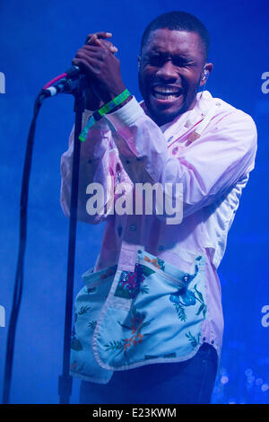 Manchester, Tennessee, USA. 14th June, 2014. Vocalist FRANK OCEAN performs live at the 2014 Bonnaroo Music and Arts Festival in Manchester, Tennessee Credit:  Daniel DeSlover/ZUMAPRESS.com/Alamy Live News Stock Photo