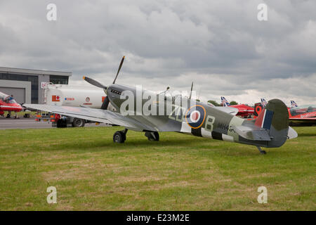 Biggin Hill, UK.14th June, 2014. MH434 supermarine spitfire IX on static display at the Festival of Flight in Biggin Hill Credit: Keith Larby/Alamy Live News Stock Photo