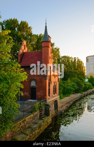 KALININGRAD, RUSSIA - JUNE 8, 2014: Old German architecture, bridge house in Kaliningrad, formerly Koenigsberg, built in 1899 Stock Photo