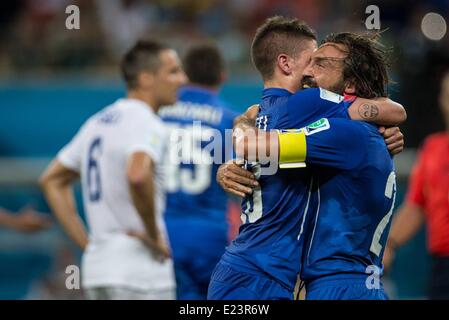 Manaus, Brazil. 14th June, 2014. Celebration of the Italian players of Italy after the goal during the match between England and Italy, held at the Arena Amazon. Credit:  Action Plus Sports/Alamy Live News Stock Photo