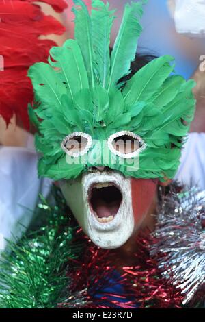 Manaus, Brazil. 14th June, 2014. Italian supporter Football fan with Mask during the match between England and Italy, at the 2014 World Cup, held at the Arena Amazon. Credit:  Action Plus Sports/Alamy Live News Stock Photo