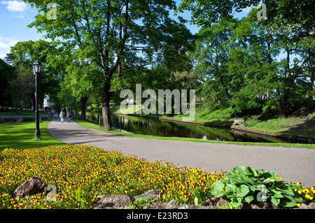 The beautiful Bastion Hill Park (Bastejkalns) in Riga, Latvia. Stock Photo