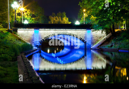 The beautiful Bastion Hill Park (Bastejkalns) at night in Riga, Latvia. Stock Photo