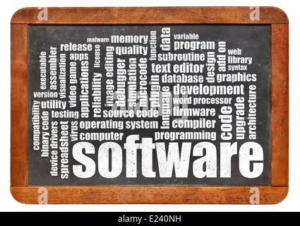 software word cloud on a vintage slate blackboard Stock Photo