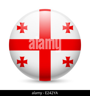 Flag of Georgia as round glossy icon. Button with Georgian flag Stock Photo