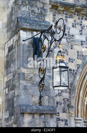 An ornate lantern on the stone exterior of the Great Hall in Winchester, England Stock Photo