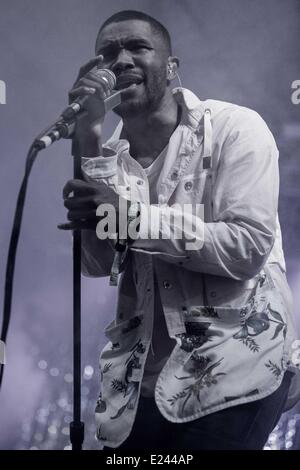 Manchester, Tennessee, USA. 14th June, 2014. Rapper FRANK OCEAN performs live at the 2014 Bonnaroo Music and Arts Festival in Manchester, Tennessee Credit:  Daniel DeSlover/ZUMAPRESS.com/Alamy Live News Stock Photo