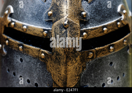 A replica medieval knights helmet Stock Photo