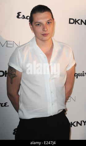 London, UK. 15th June, 2014. John Newman arrives for the Esquire & DKNY official opening night party for London Collections: Men at One Embankment. Credit:  Ferdaus Shamim/ZUMA Wire/ZUMAPRESS.com/Alamy Live News Stock Photo